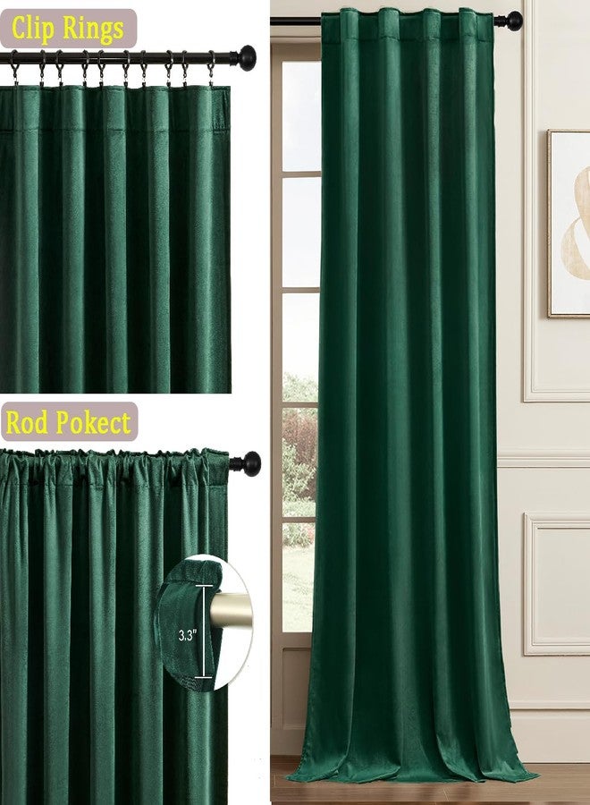 Timeper Green Velvet Curtains 120 inches 2 Panels, Blackout Curtains for Bedroom Living Room Thermal Insulated Luxury Super Soft Window Drapes,Back Tab & Rod Pocket,W52 x L120 inches - Image 2